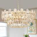 11 Lights Modern Flower Elegant Crystal Chandelier 6-Tier 24" Luxury Gold Chandelier Light Fixture for Living Dining Room Kitchen Entryway Bedroom Foyer, E12