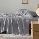 Bedsure Queen Sheet Set, Rayon Derived from Bamboo, Cooling Sheets, Deep Pocket Up to 16", PureWoven, Breathable & Soft, Hotel Luxury Silky Bedding for Hot Sleepers, Silver Grey