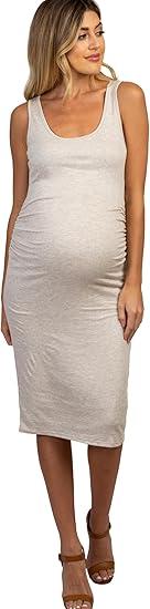 PinkBlush Sleeveless Ribbed Maternity Dress, Large