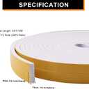 33Feet Weather Stripping Seal (1/2" x 1/4") for Door Window, High Density Foam Tape, Soundproofing, Insulation Strip, Door Sealers for Door Frame- White