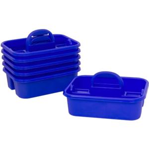 Akro-Mils 09185 Plastic Tote Tool & Supply Cleaning Caddy with Handle, (18-3/8-Inch x 13-7/8-Inch x 9-Inch), Blue, 6-Pack