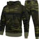 MANTORS Mens Camo Tracksuit Casual Hooded Track Suits Long Sleeve Hoodie and Sweatpant Jogging Sweatsuit (Large, Green)