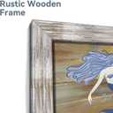 Rustic Mermaid Framed Wall Art: Modern Wooden Ocean Theme Painting Wood Decor Vintage Sea Life Artwork Coastal Starfish Picture Prints for Bathroom