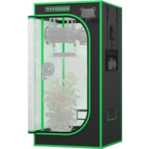 VIVOSUN P224 24"24"48" PRO Grow Tent, with Thick 1 inch Poles, Strengthened High Reflective Mylar Oxford Fabric & Extra Hanging Bars for Hydroponics Indoor Plant for AeroLight A100, No High CFM Kit