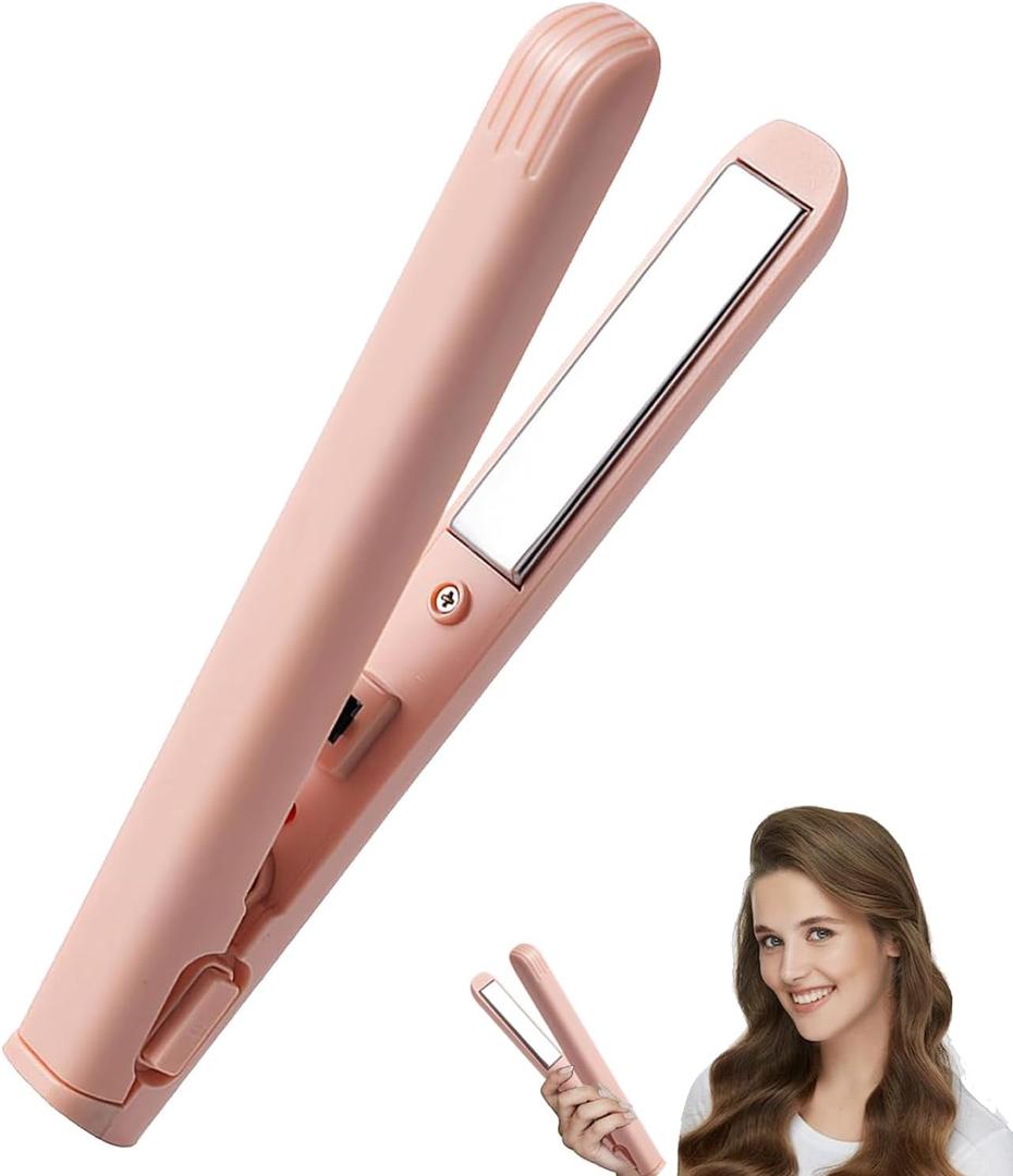 2 in 1 Mini Dual Purpose Curling Iron, 2025 Upgraded 2-in-1 Mini Curling Wand and Flat Iron for Women's Short and All Hair Types, USB Rechargeable