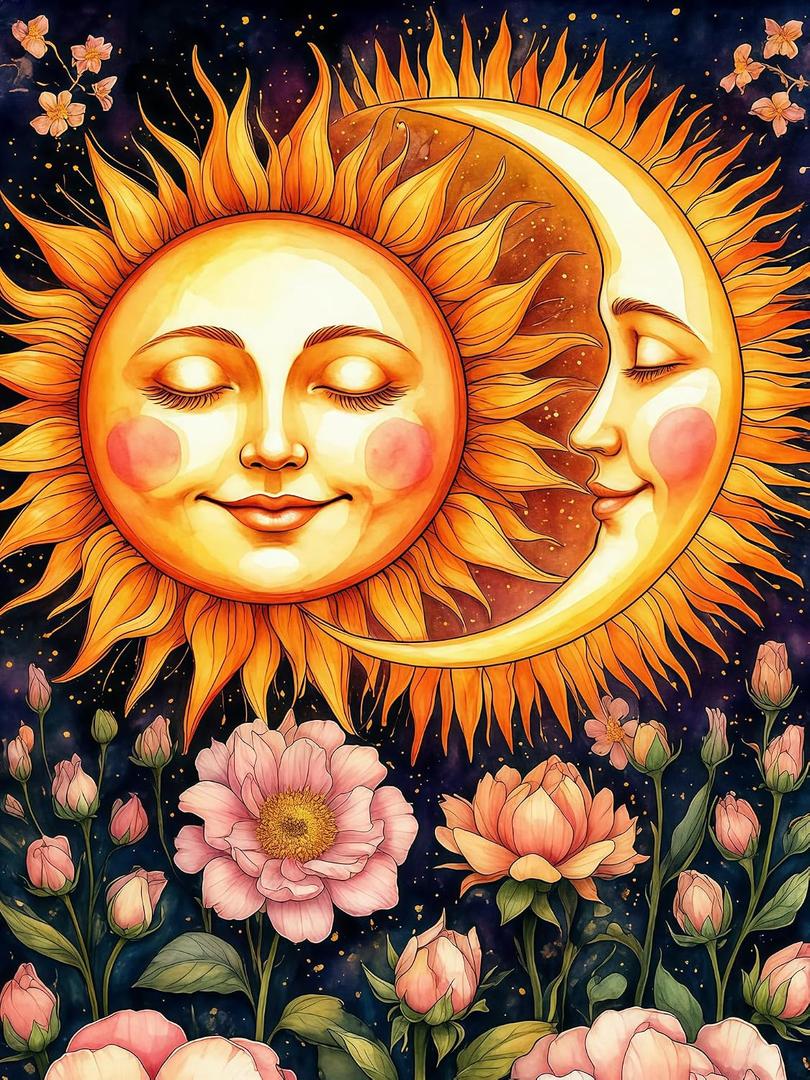 2 x Miairivy Sun & Moon 5D Diamond Painting Kits for Adults, Diamond Art Sets for Adults Beginners, Full Round Drill Dot DIY Gem Art Craft Home Wall Decor and Gift - 12x16 Inches