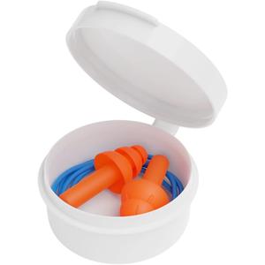 Flents Corded Ear Plugs with 1 Reusable Case, 25 Pair for Sleeping, Snoring, Loud Noise, Traveling, Concerts, Construction, & Studying, Noise Reduction and Comfort, Contour to Ears, Orange, NRR 26