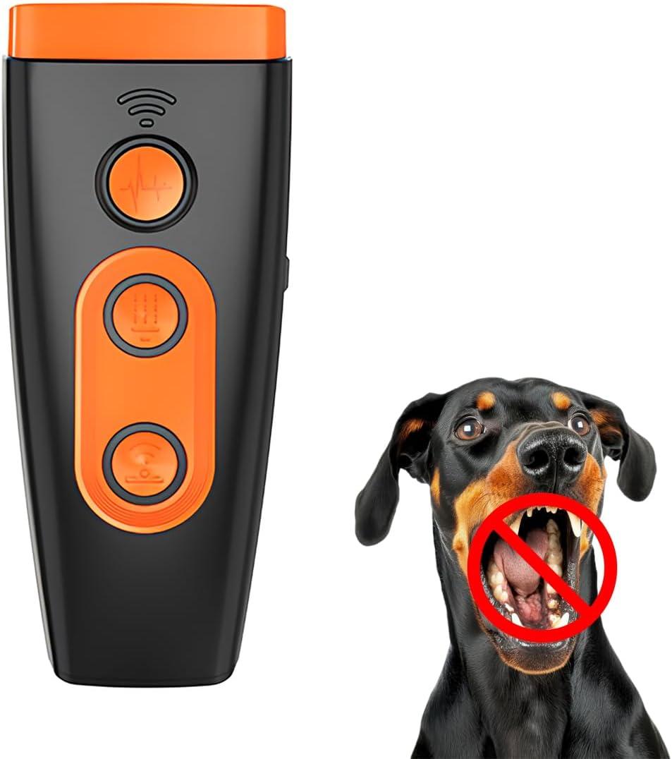 Dog Bark Deterrent Devices Ultrasonic Anti-Barking with 3X Emitters, Up to 35FT Long Range Control, Rechargeable & Portable for Safe Effective Dog Training Indoor Outdoor Use, Black