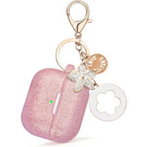 Case for Apple Airpods 4 - VISOOM Airpods 4 Cases 2024 Cover Women Anti-Drop Silicone iPods 4 Earbuds Wireless Accessorie Charging Cases Girl Bling Keychain for Airpod iPods 4th Generation (S-Rose Gold)