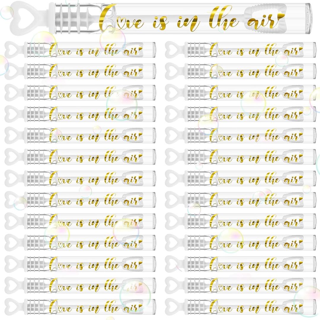 120 Count Wedding Mini Bubble for a Wedding Wands Bulk Heart Bubble Wand for Guests Send Off Party Supplies Valentine Anniversaries Celebration (Love)