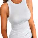 LOLONG Womens Tank Tops Summer Sleeveless Racerback Casual Basic Ribbed Knit Shirts (Small, White)