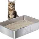 XL Stainless Steel Cat Litterbox,Stainless Steel Litter Box, Easy Clean Non Stick No Smell