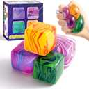 4 Pack Squishy Fidget Toys Stress Cube Bulk, Squishies Slow Rising Stress Balls for Adults Kids, Sensory Fidget Toys for Anxiety Relief, Small Squishy Toys for Classroom Prizes Party Favors