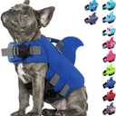 Dog Life Jacket Shark Life Vest for Dogs, Adjustable Swimming Vest with High Buoyancy, Safety Lifesaver with Rescue Handle for French Bulldog  Medium Breeds, Dark Blue M