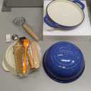 QuliMetal Dutch Oven Bread Baking- 5QT Enamel cast iron Oven with Sourdough Bread-Baking Supplies like Bread Proofing Basket, Scoring Lame, Dough Whisk for Sour dough, Bread-making Blue