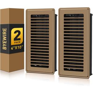 BYEWIRE Floor Register 4x10, Adjustable Floor Vent Covers for Home Floor, Wall, Heavy Duty Walkable Steel Floor Vents, Rust-Proof Register Vent Cover, Air Vents 2 Pack Value Set, Brown
