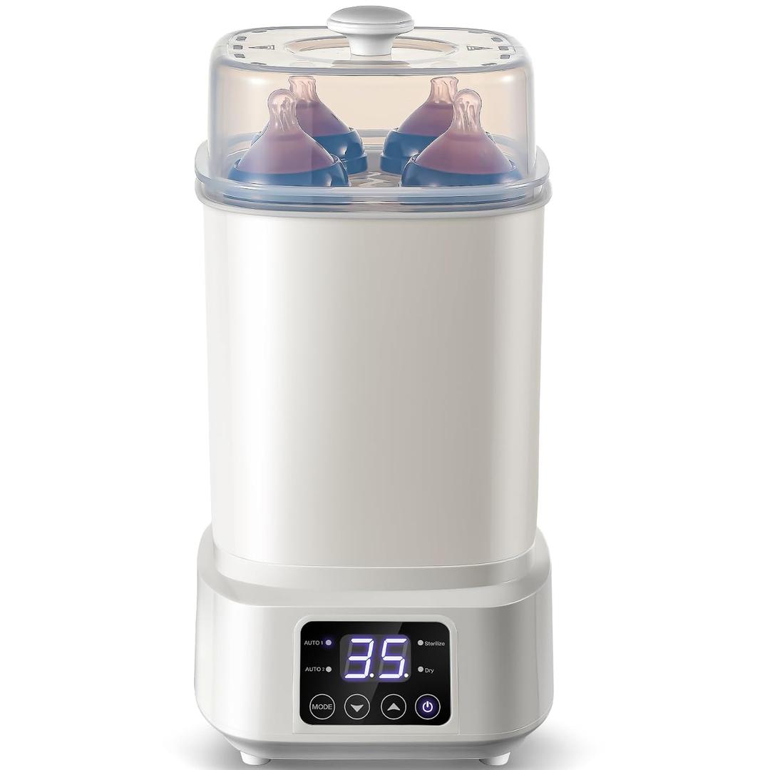 Baby Bottle Steamer and Dryer: 8 in 1 Compact Electric Steam - Portable for Travel and Home Use - for Baby Bottles Pacifiers Breast Pump Parts and Other Newborn Essentials BPA Free Auto Shut Off