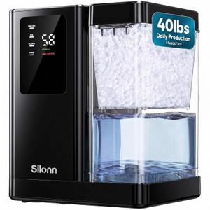 Silonn Countertop Nugget Ice Maker, 40 Lbs Daily Ice Production, | Self-Cleaning Pebble Ice Machine with 3L Removable Water Tank, 12H Timer, Quiet 40 dB Operation for Home, Office & Parties