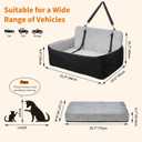 Dog Car Seat for Large Dogs Up to 55 lbs, Pet Booster Seat with Memory Foam, Non-Slip Washable Dog Car Bed with 2 Safety Leashes & Storage Pockets for SUV & Sedan