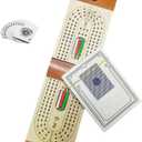 Travel Cribbage Board Game Set Portable Travel Games Includes Storage Space 1 Deck 6 Pegs of Cards and Instructions Classic Family Cribbage Game Ideal for Family Fun and Entertaining
