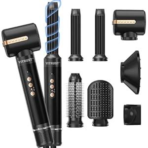 Blow Dryer Brush 7inONE, 110000RPM High-Speed Negative Ionic Hair Dryer with Diffuser Concentrator, Curling Iron Hair Straightener Round Brush Blow Out Magic Styler, Volumizing Air Styler