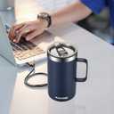 KXIAOCHEN 20oz Insulated Coffee Mug with Lid, Stainless Steel Coffee Cup, Double Wall Vacuum Coffee Tumbler with Handle, Premium Thermal Travel Coffee Mug (Navy Blue)