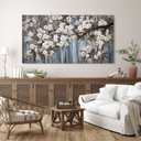 Large Canvas Wall Art for Living Room Wall Decor Abstract White Flower Tree with Gray Driftwood Picture Modern Framed Canvas Prints Artwork Ready to Hang for Bedroom Home Wall Decoration size 29x58