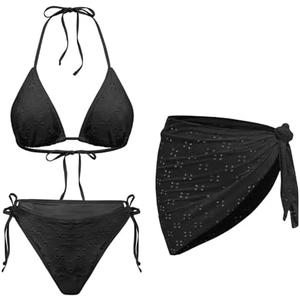 Women 3 Piece Swimsuits - Sexy Triangle Bikini Sets with Cover Up Halter String Tie Side Bathing Suits ,M