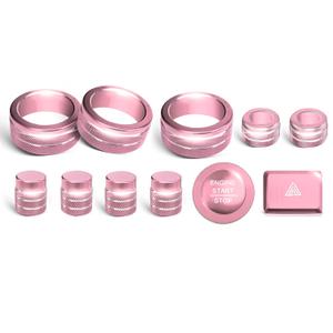 Knob Covers for Honda Civic Accessories 2026 2025 2022-2024 for CRV 2026 2025-2023 for Acura Integra 2025 2024 2023 Hazard Warning Lights, AC, Air Vent, Audio, Push Start Button Cover Ring 12Pcs(Pink)
