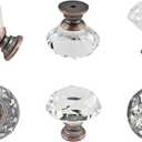6 Pack Clear Crystal Cabinet Knobs 1.2" Diamond Glass Handles, ORB Kitchen Cabinet Pulls for Dresser Drawer, Decorative of Bathroom Furniture Hardware (Oil Rubbed Bronze Base, Small)