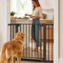 Cumbor 30-43" Baby Gate for Doorways, Auto-Close Walk-Thru Dog Gate, Black