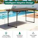 Folding Table 4FT Heavy Duty Plastic Table with Handle, Foldable&Portable, Fold-in-Half Utility Tables for Outdoor, Dining, Wedding, Events, Indoor, Picnic, Camping, Party, Brown