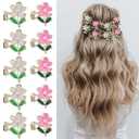 2 x Mini Hair Jaw Clips 10pcs Sparkling Metal Flower Barrettes Non-Slip Metal Sparkly for Teens and Women Cute Hair Accessories (Purple Green)