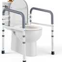 PELEGON Toilet Safety Rails (350 lb)  Adjustable Toilet Safety Frame & Rails, Toilet Safety Rail for Elderly Adults, Toilet Handles for Seniors, Toilet Bars for Elderly, Disabled & Handicap  Grey