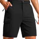 Pudolla Men's Hiking Cargo Shorts 7" Lightweight Quick Dry Casual Work Shorts for Men Summer Travel Golf with 5 Pockets (X-Large, Black)