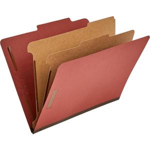 Amazon Basics Classification Folder with Prongs, Pressboard, 2 Dividers, 2-Inch Expansion, Letter Size, Red, Pack of 10, for Organizing Documents