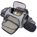 Siivton 4 Sides Expandable Pet Carrier, Airline Approved Soft-Sided Dog Cat Carrier Bag with Fleece Pad for Cats, Puppy and Small Animals (4 Extension Gray_Blue, L:18.0" L x 11.0" W x 11.0" H)