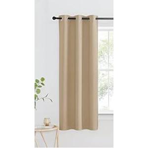 NICETOWN Room Warming Curtain, Bedroom Full Blackout Panel, Super Thick Insulated Window Cover, Complete Blackout Drapery with Black Liner for Short Window(Biscotti Beige, 1 PC, 42 by 63-inch)