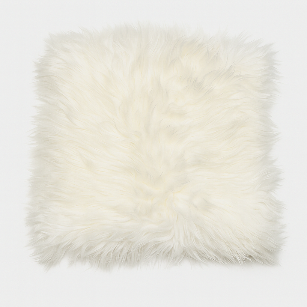 18"x18" White Faux Fur Decorative Mat – Soft Fluffy Accent Rug for Bedroom, Chair, or Pet Area