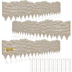 Garden Edging, 21FT Landscape Edging Kits with 20 Pcs Stakes, Plastic Edging Border Flexible for Garden Flower Beds Lawn Yard Pathway