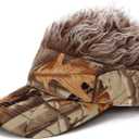 Men's Hair Visor Sun Hats Visor with Hair Fake Hat with Hairs for Men Novelty Spiked Adjustable Baseball Caps Funny Gift (Camouflage and Khaki)