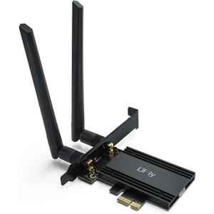 QFly PCIe WiFi 6E Card, AX210 Network Card Adapter for PC Gaming, Bluetooth 5.3, Tri-Band (802.11ax) 5400Mbps 6GHz Wireless LAN Cards with MU-MIMO, OFDMA, Support Windows 10/11 (64-bit)