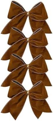 Christmas Bow Decoration DIY Red Fabric Christmas Tree Wreath Decoration Bow Hanging Decoration(Brown )