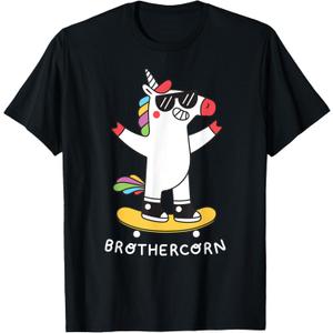 Magic Unicorn Brothercorn Family Brother T-Shirt (Small, Black)