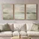 Framed Sage Green Abstract Landscape Wall Art for Bedroom, 3 Piece Modern Canvas Prints Paintings Artwork for Walls, Minimalist Nature Pictures for Living Room Dining Room Hallway Wall Decor 16x24 In, 16" W X 24" H X 3pcs