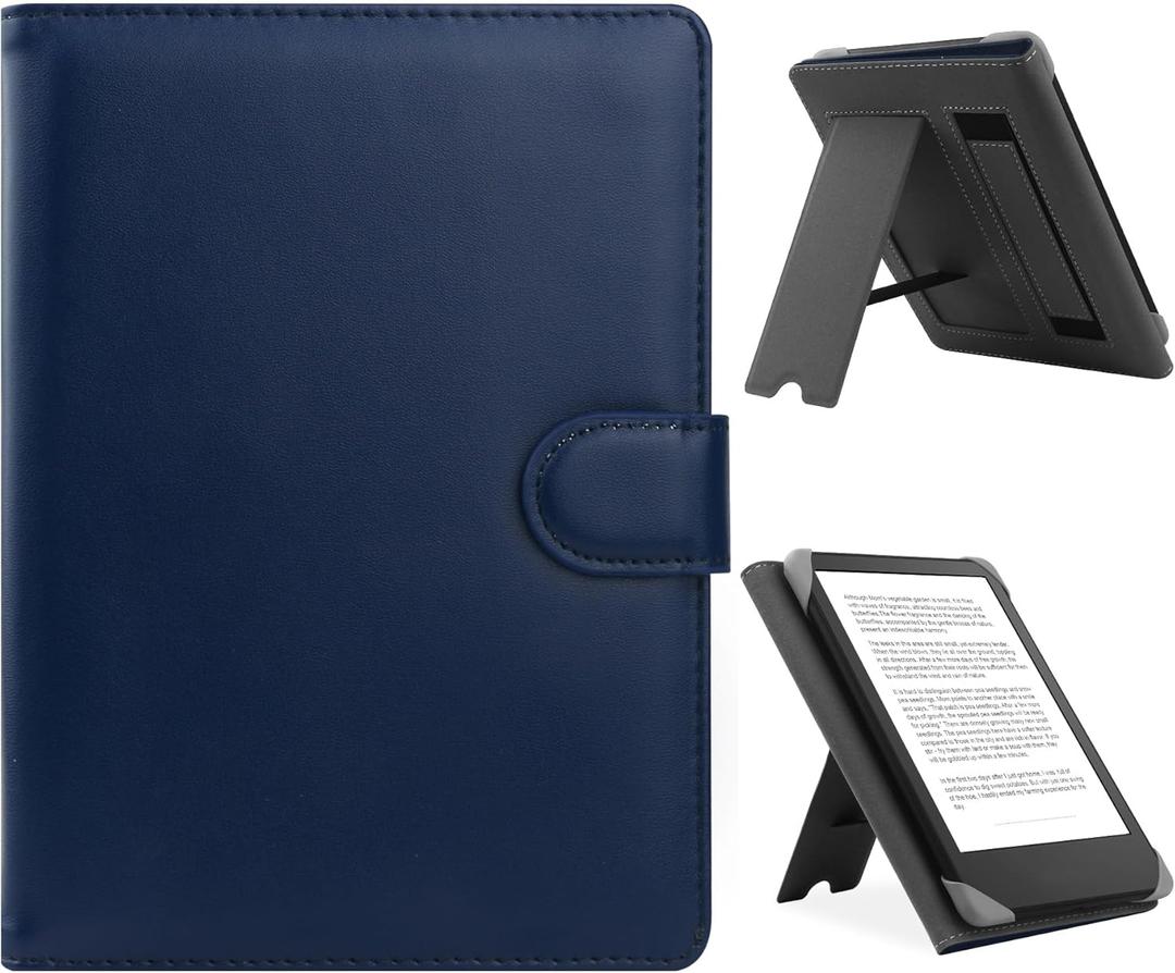 Universal Case for 6.8",7" eReader,Compatible with Kindle/Kobo Clara HD/Kobo Clara 2E/Paperwhite/Pocketbook/Tolino eReader,Leather Stand Cover for 6"-7'' E-Book Reader,Blue