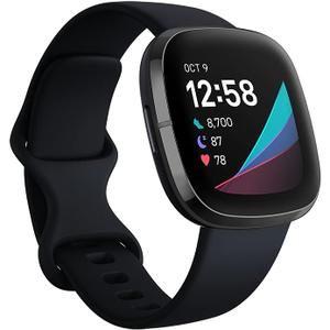Fitbit Sense Advanced Smartwatch with Tools for Heart Health, Stress Management & Skin Temperature Trends, Carbon/Graphite, One Size (S & L Bands Included)