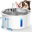 Pektaco Dog Water Fountain for Large Dogs, 1.8Gal/7L Pet Water Fountain, Dog Water Bowl Dispenser with Viewing Window & LED, Super Quiet, Stainless Steel Tray Easy Clean BPA-Free(with 1 Filters)