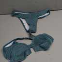 SweatyRocks Women's 2 Piece Bikini Set Striped Print Spaghetti Strap Push Up Swimsuit (Medium, Dark Green)