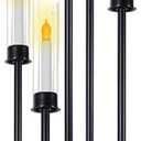 Black Candelabra with Glass Cylinders for Real Candles 5 Head Metal Candle Holder Wedding Centerpiece Ceremony Reception Event Party Home Decoration (1, L)